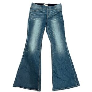 Free People Flare Jeans Womens Blue Pull On Bell Bottom Denim Size 31